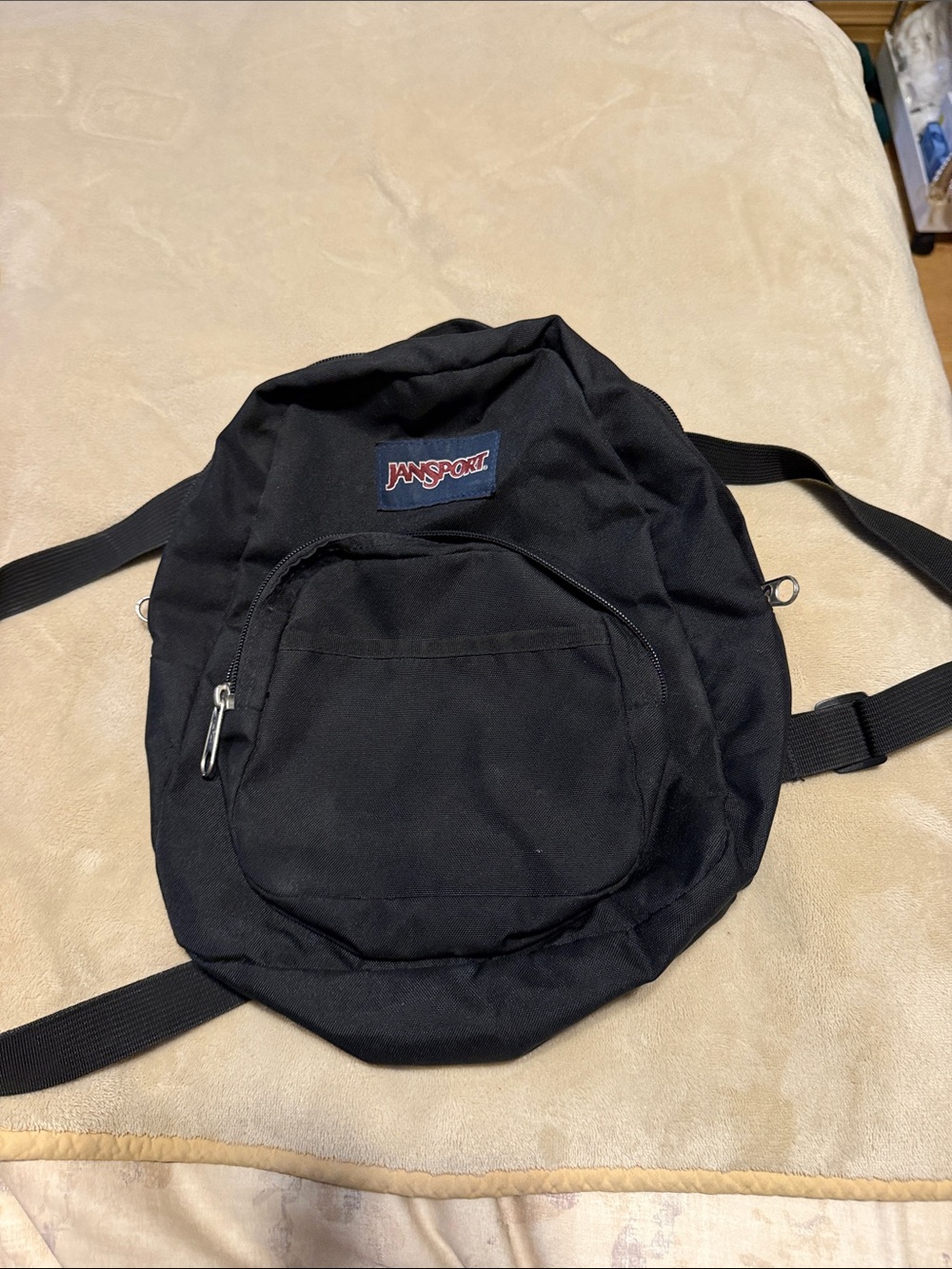 Jansport Black Backpack with Front Pocket